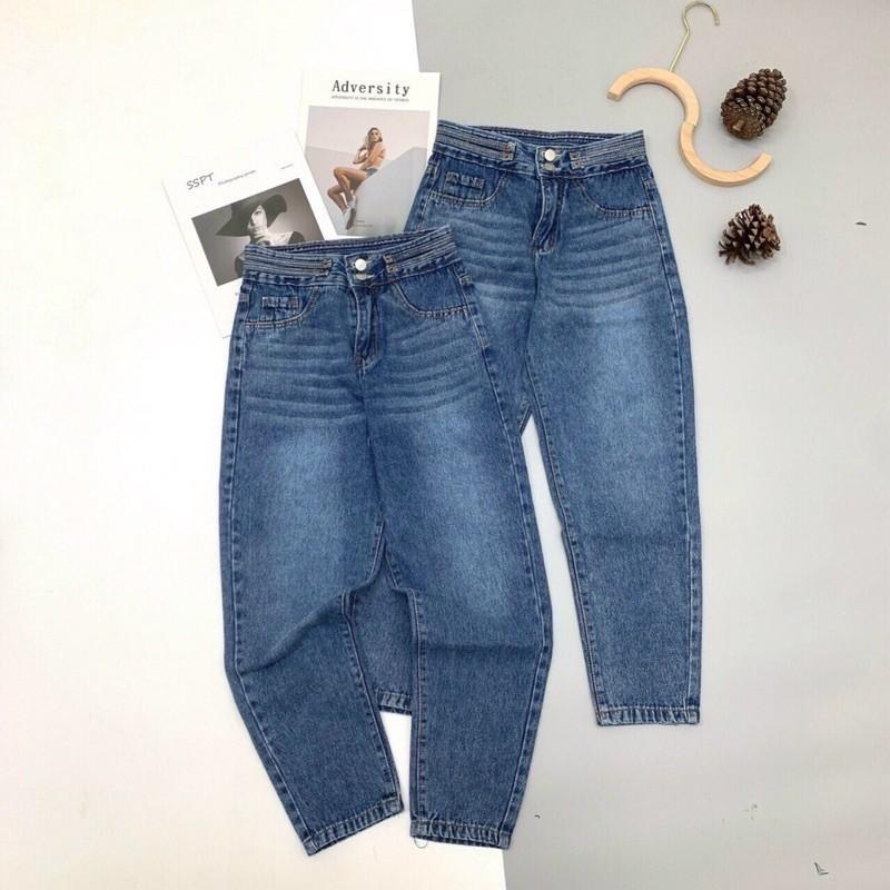 Quần jean bò baggy nữ cạp cao hàng Quảng Châu phong cách Hàn Quốc sành điệu style năm 2021