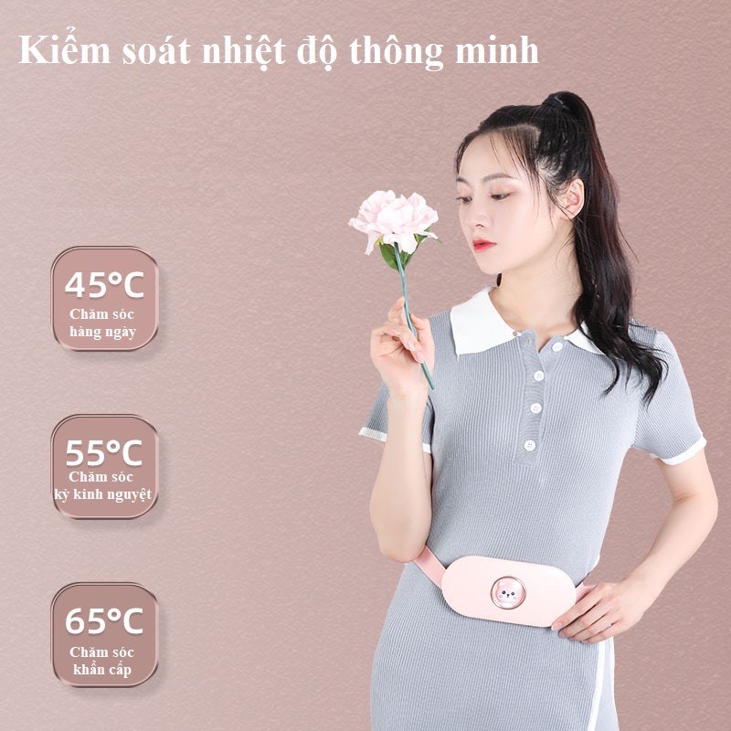 Đai Đeo Massage Giảm Đau, Sưởi Ấm Bụng Phụ Nữ Kỳ Kinh Nguyệt Cao Cấp