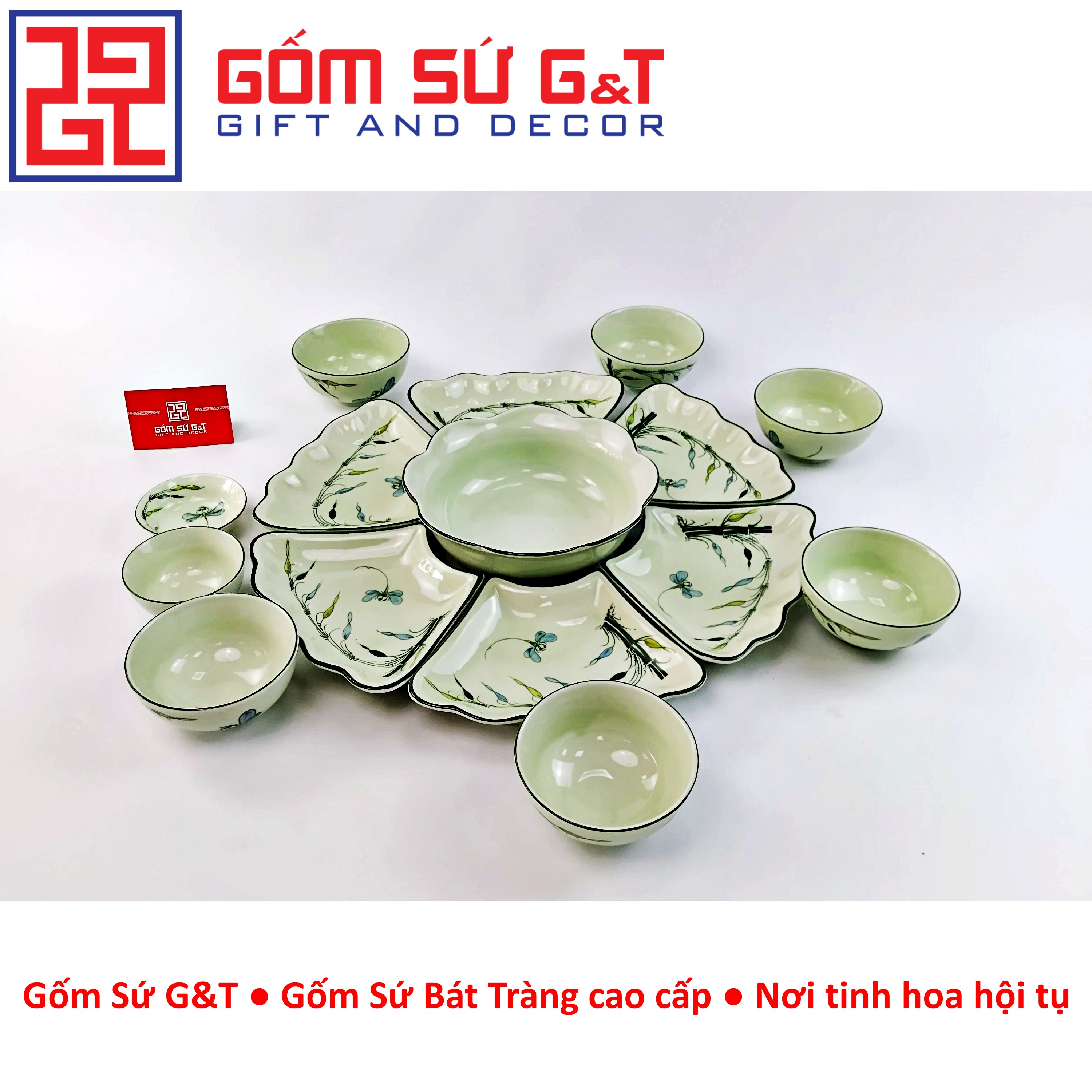 Bộ đồ ăn mặt trời vẽ trúc chuồn Gốm Sứ G&amp;T