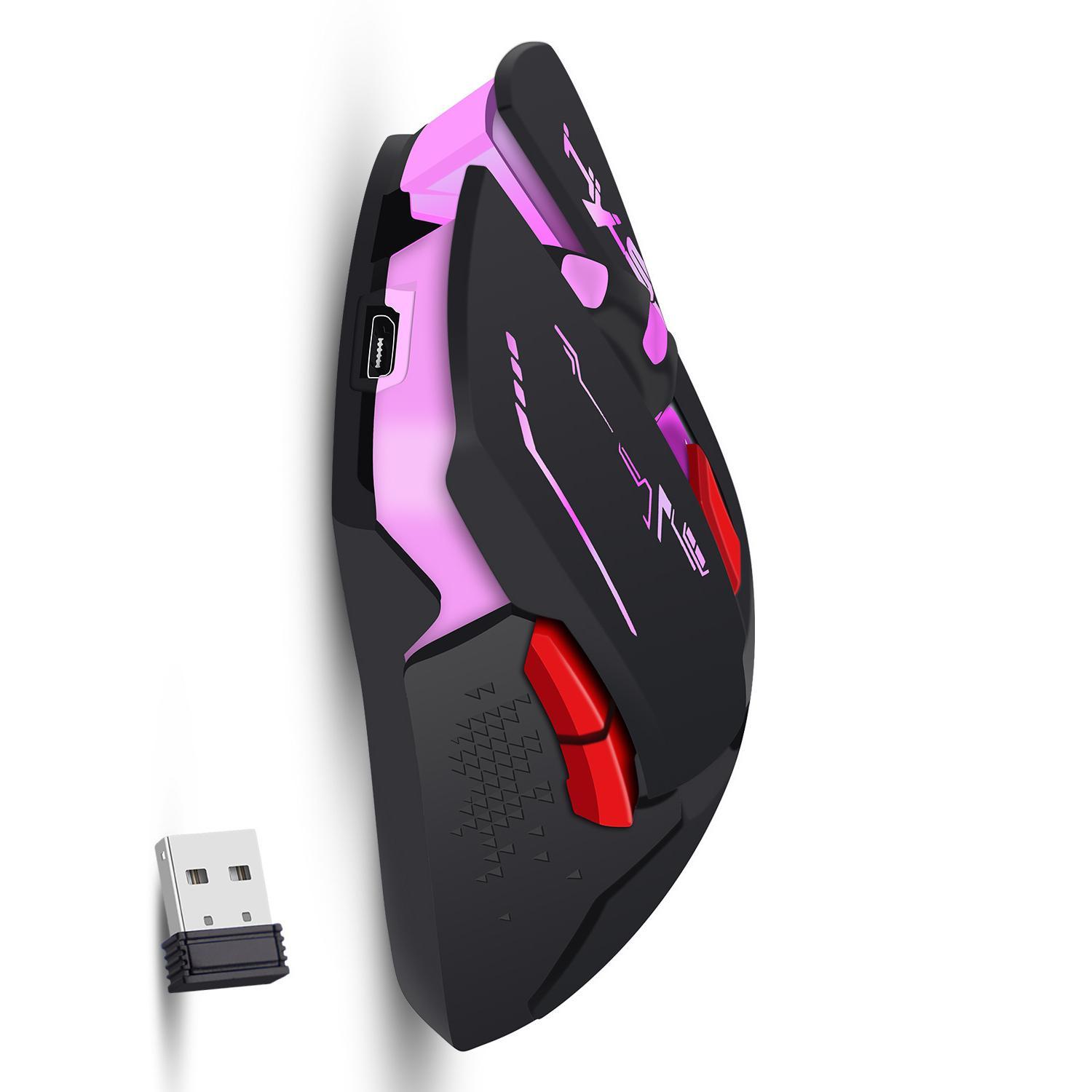 Đảm bảo chất lượng chuột sạc không dây USB chuột chơi game phát sáng đầy màu sắc tích hợp pin 600mAh còn hàng