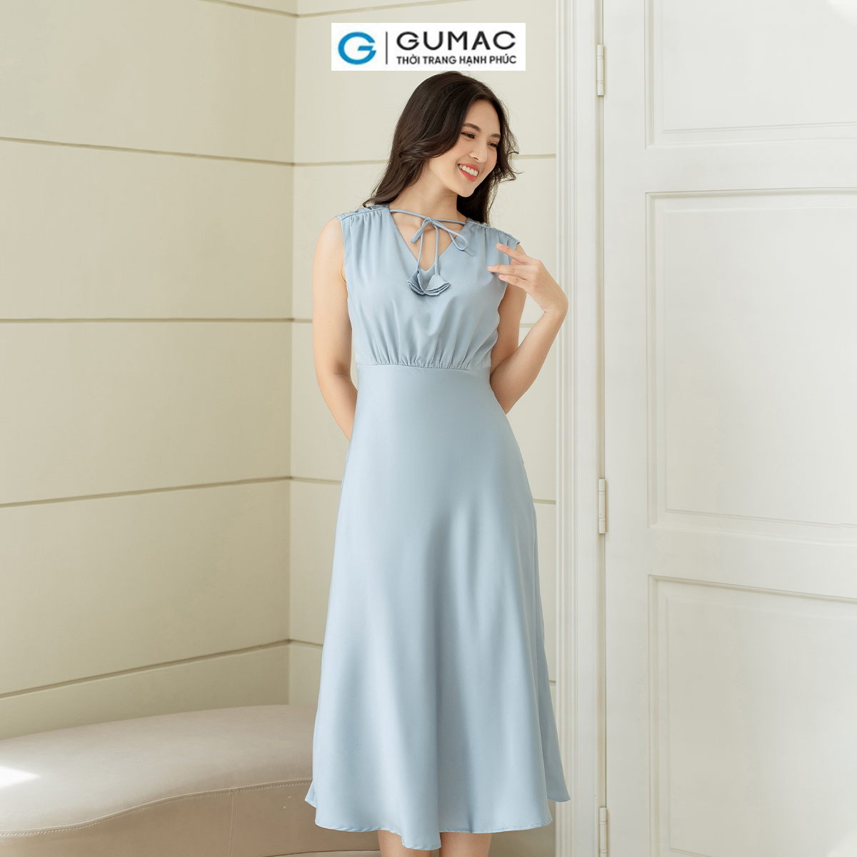 Đầm A nơ cách điệu GUMAC DD08042