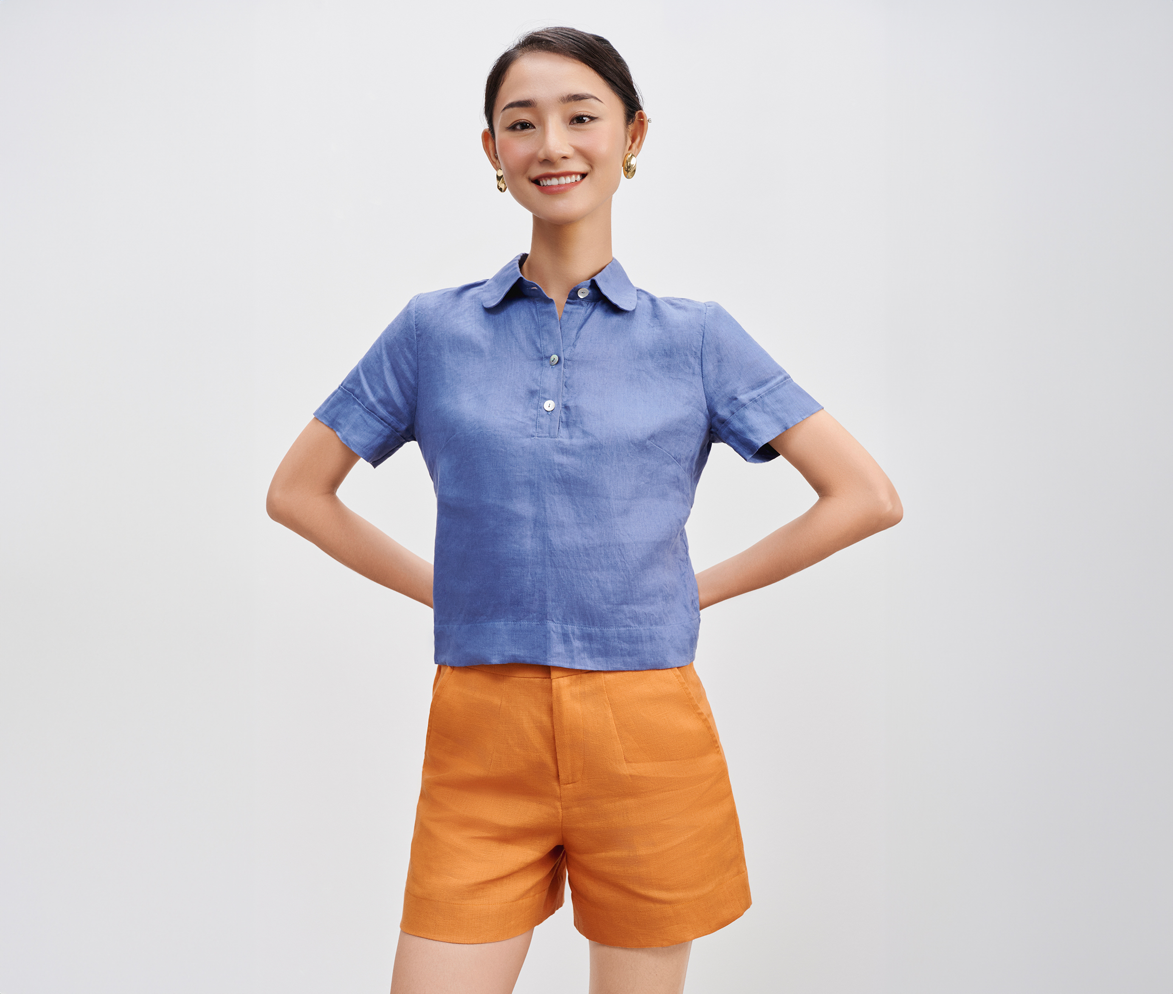 Áo Sơ Mi Croptop Linen Thạch TOP195 thời trang thiết kế Hity