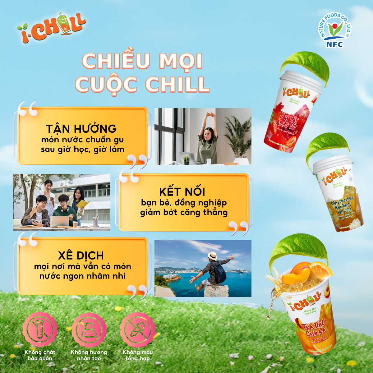 iChill Trà Đào Cam Sả Nước Thanh Nhiệt Sấy Thăng Hoa Từ Trái Cây Tự Nhiên