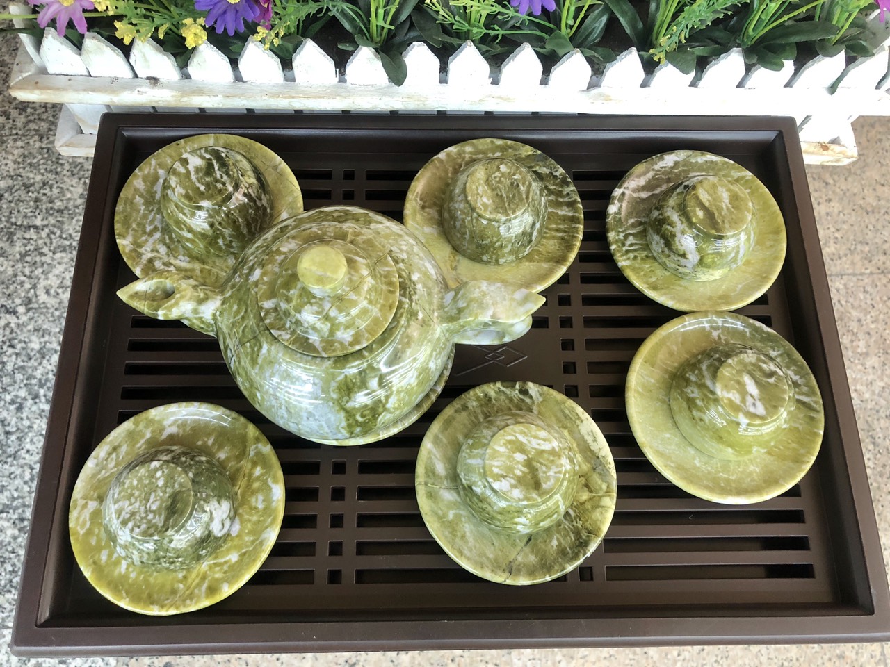 Bộ ấm trà đá ngọc Ấn Độ
