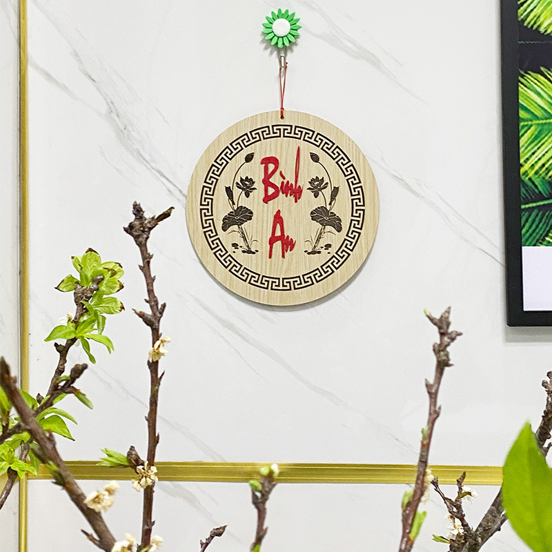 Chữ Bình An Thư Pháp - Bảng Gỗ Decor - Trang Trí Nhà Cửa - Tết