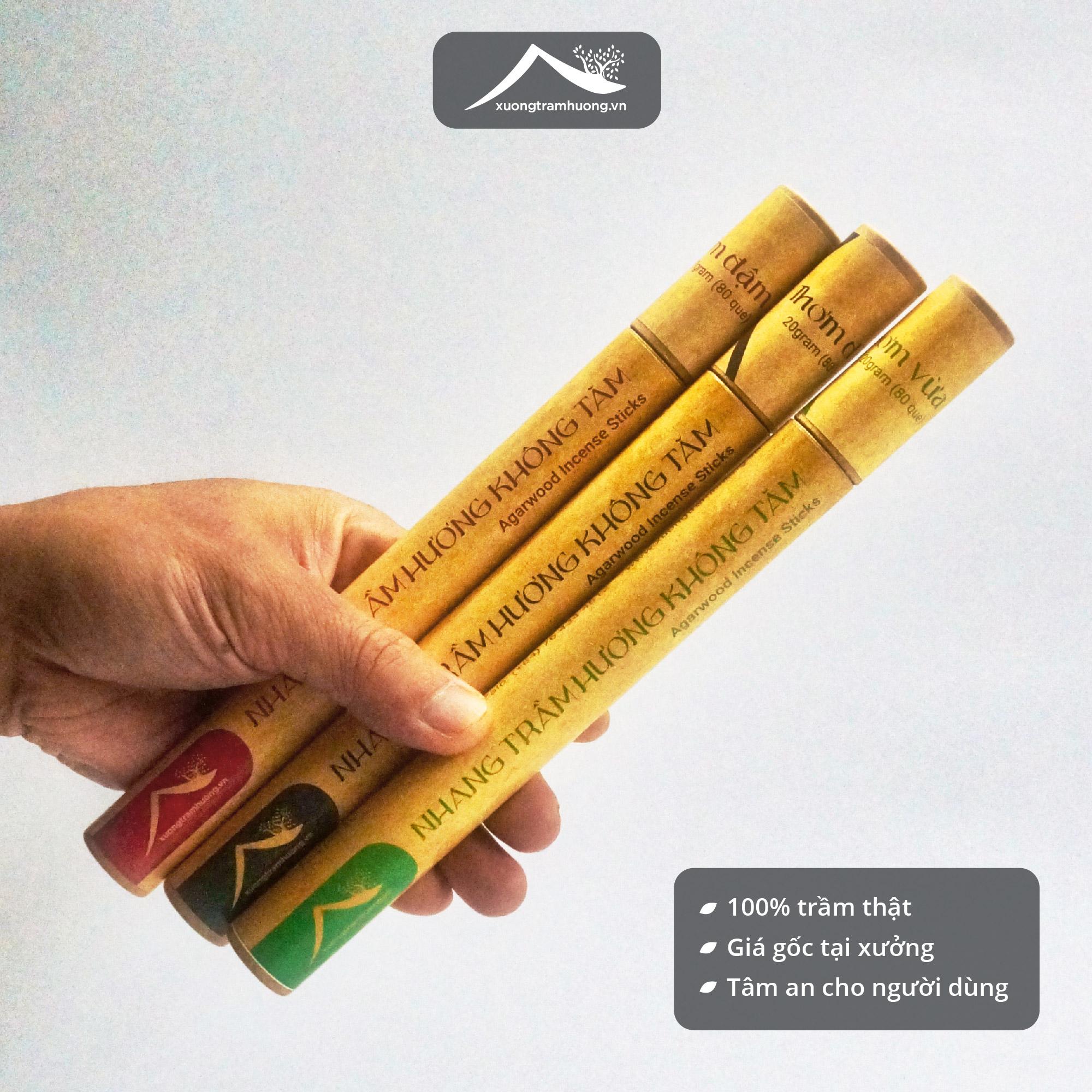 Nhang Trầm Hương Không Tăm Sạch Nguyên Chất Xưởng Trầm Hương Thơm Dịu/Vừa/Thơm Đậm Ít Khói