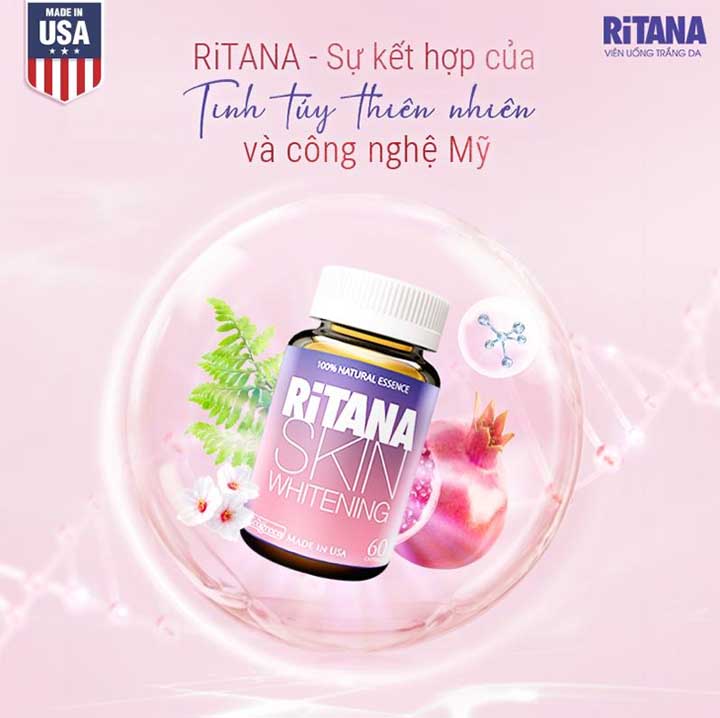 [Hộp 60 Viên] Viên uống RITANA - Trắng da mờ sạm nám với L-Glutathion, Sakura, Pomegranate, P.Leucotomos, collagen