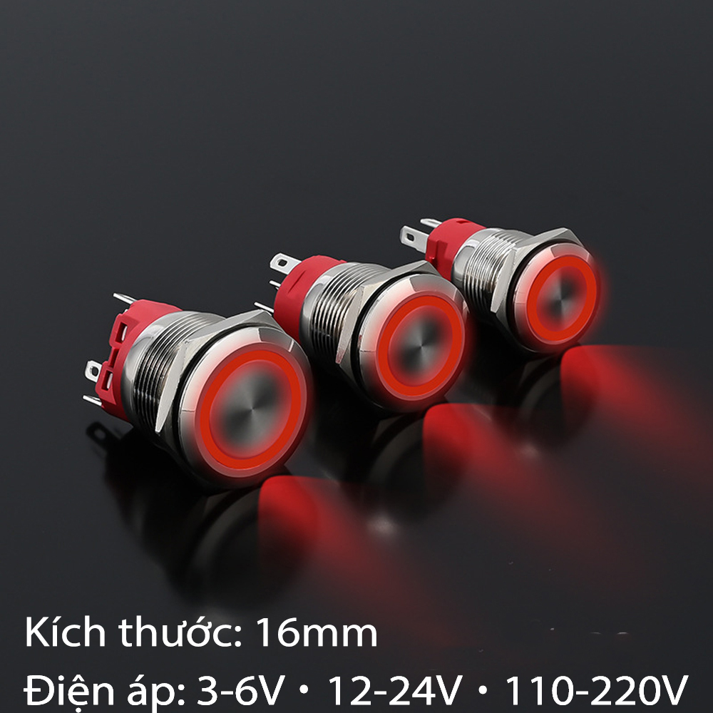 Nút công tắc nhấn nhả tự phục hồi, Nhấn Reset 16mm Vỏ INOX chống nước