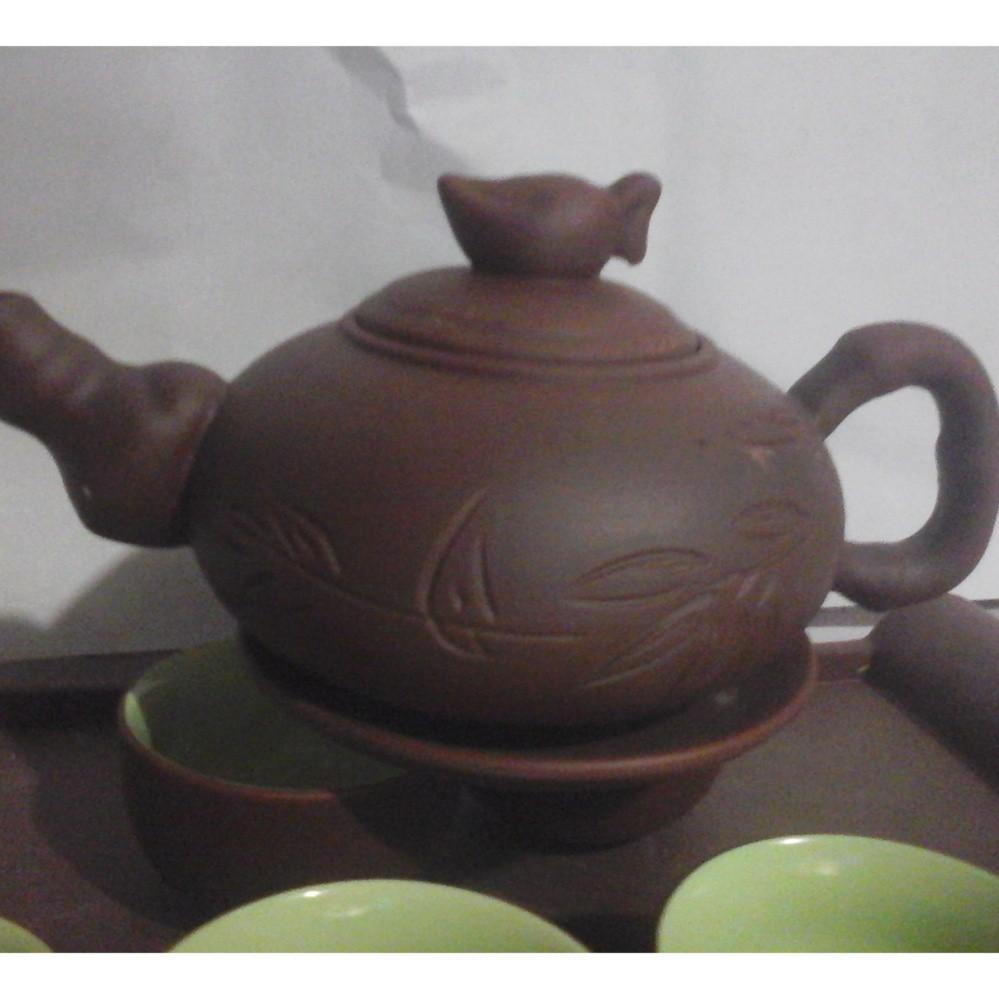 Bộ ấm chén uống trà cao cấp, khay, nâu