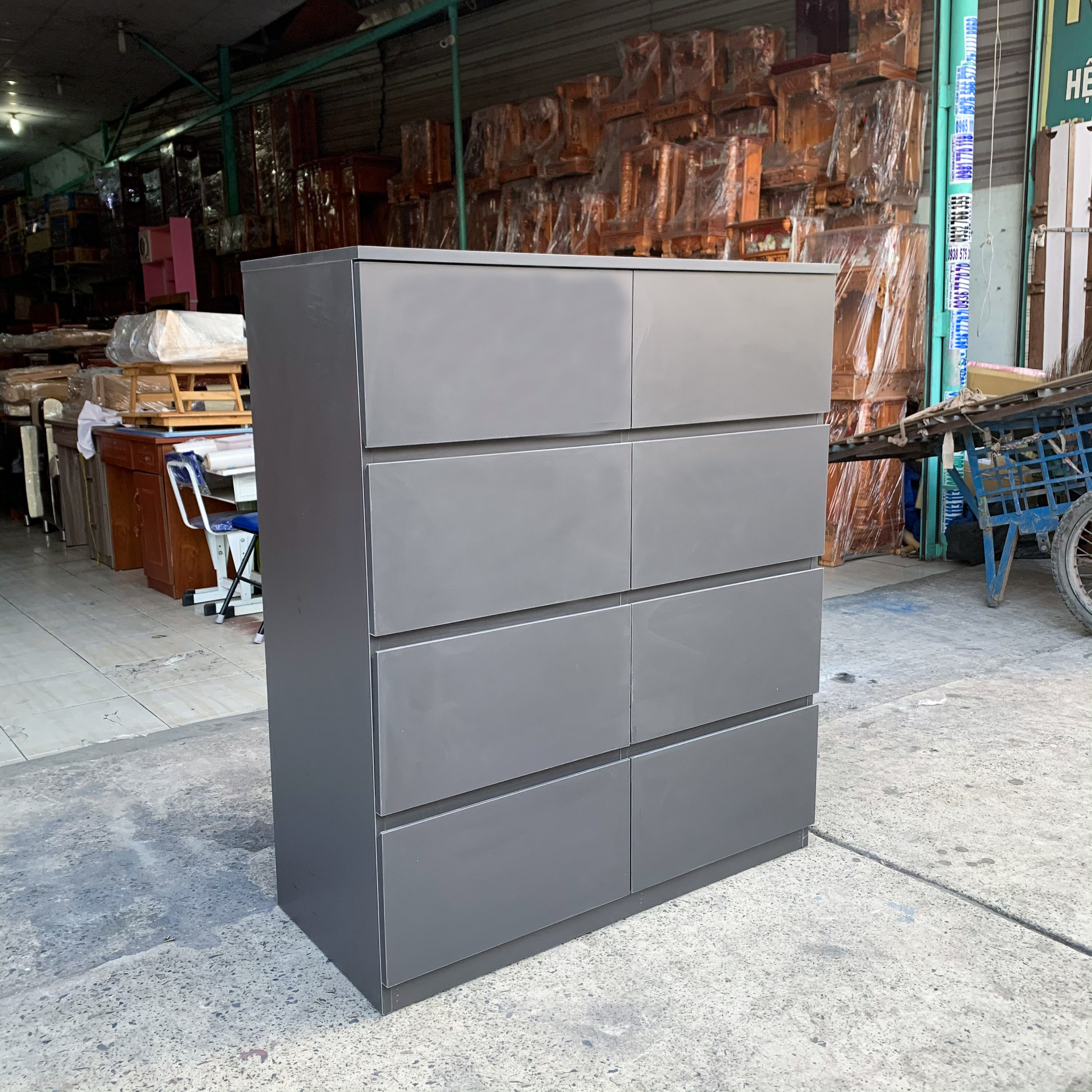 Tủ TRẮNG đựng quần áo, có 6 ngăn kéo, gỗ MDF CPX-T25