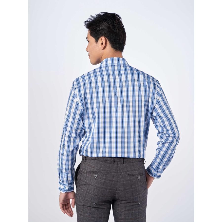 OWEN - Áo sơ mi dài tay Owen Regularfit chất cafe kẻ ca rô xanh 220870
