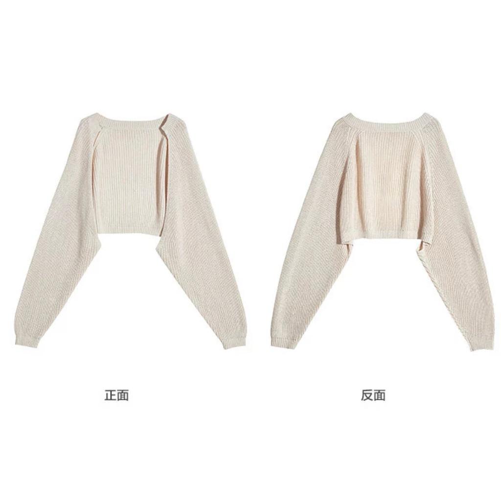 MS655 Áo cardigan len nữ dệt kim tay phồng dáng lửng