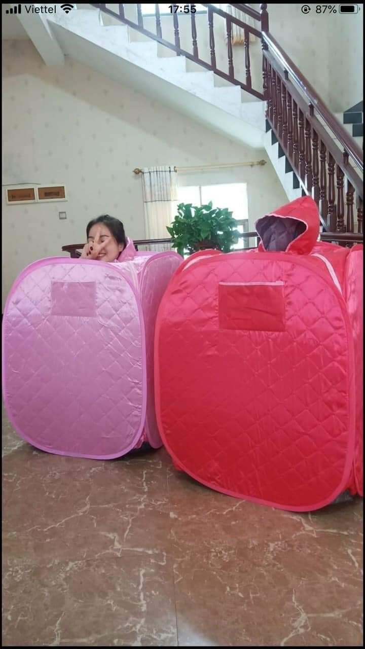 Lều xông hơi tự bung vuông vải dày 3 lớp, có mũ xông mặt