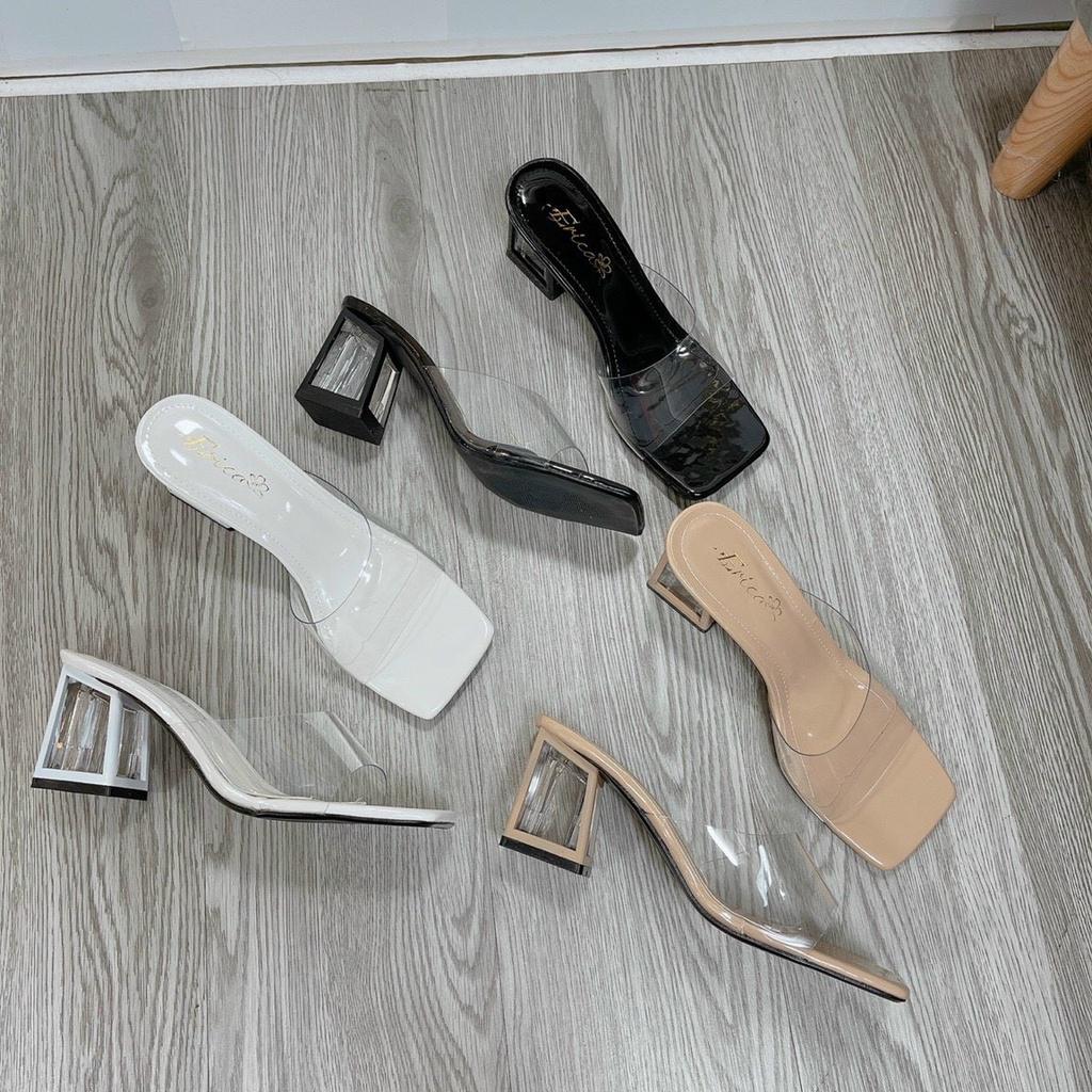 Guốc nữ gót 7 phân quai trong gót trong sang chảnh