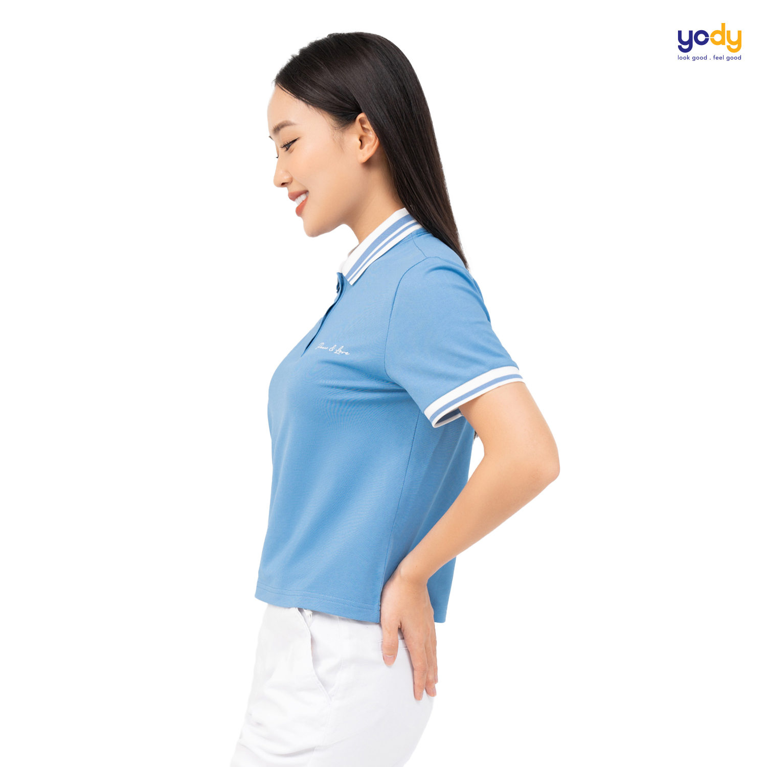 Áo polo croptop nữ YODY vải mắt chim, phối bo trẻ trung, năng động APN6142