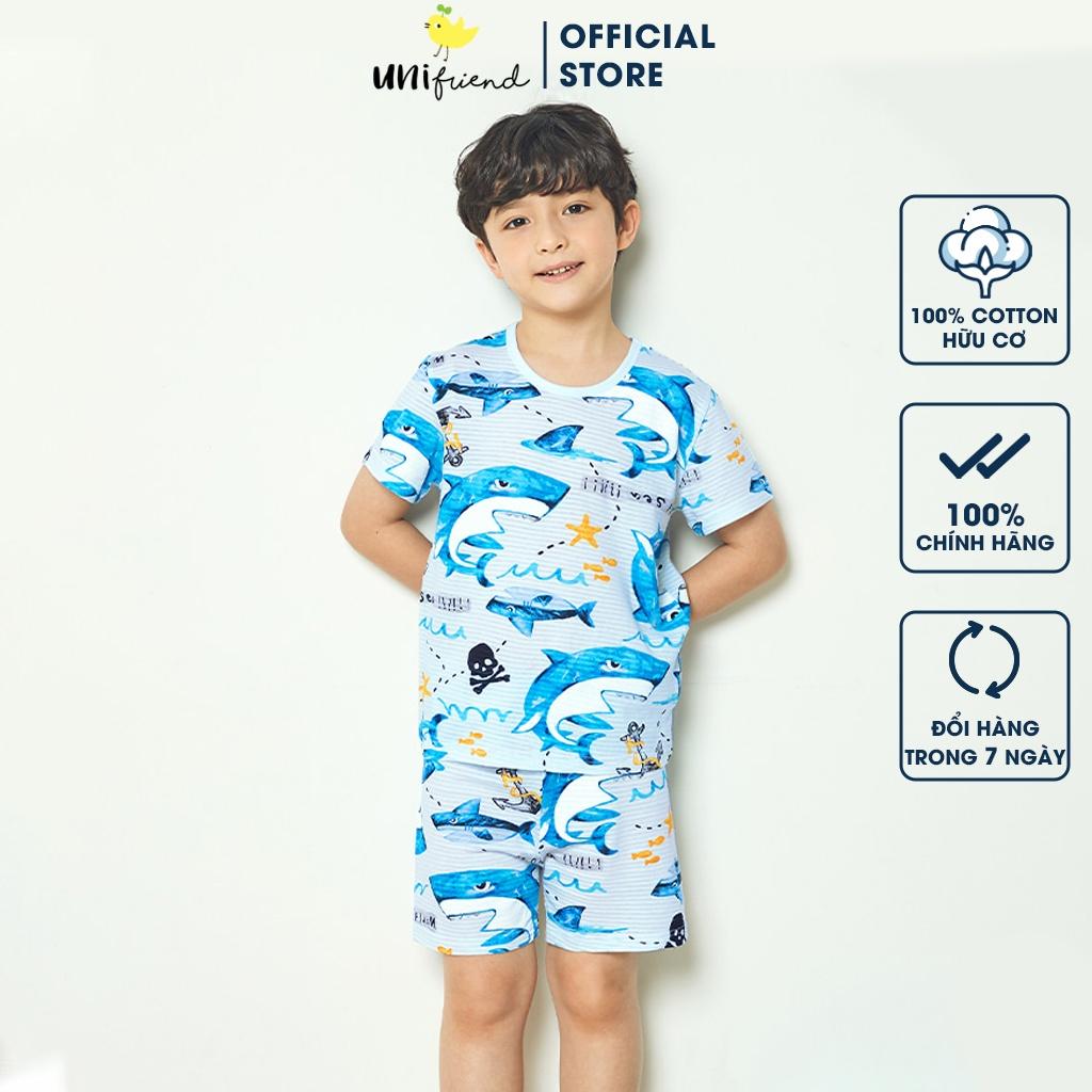 Bộ đồ ngắn tay mặc nhà cotton giấy cho bé trai U3017 - Unifriend Hàn Quốc, Cotton Organic