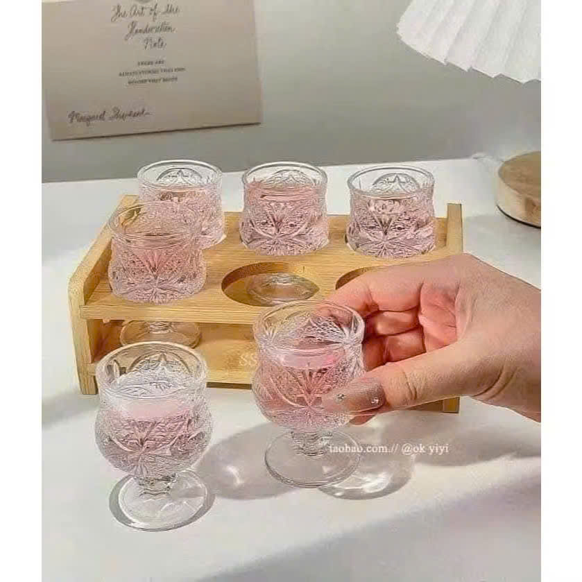 Bộ 6 Chiếc Ly Thủy Tinh Đẹp Có Đế Cầm 45ml - Ly Uống Rượu Trang Trí Phòng Khách, Đãi Tiệc - HÀNG CHÍNH HÃNG MINIIN
