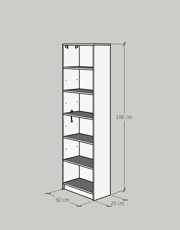 [Happy Home Furniture] CATY, kệ sách 6 tầng,  60cm x 28cm x 189cm (DxRxC), KSA_002