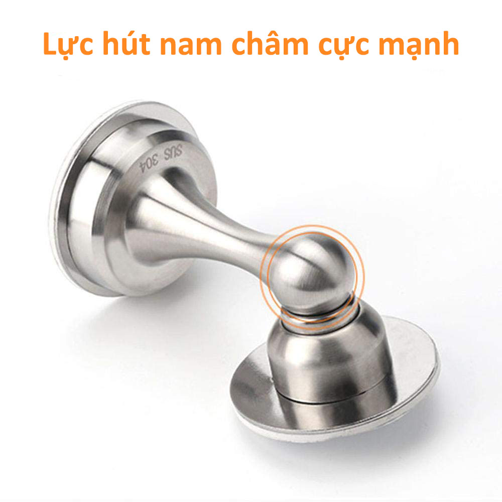 Bộ Nút Chặn Cửa Inox Có Nam Châm 304 Chống Va Đập Kèm Móc Khóa Xanh Họa Tiết Chữ - Miếng Dán và Ốc Vít Đi Kèm [ Chặn Cưa,Chốt Cửa ]