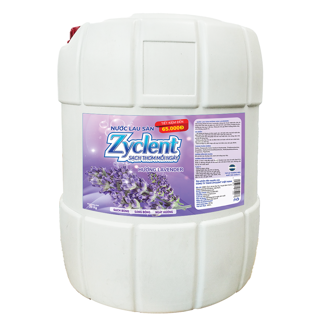 Nước Lau Sàn ZYCLENT EXTRA Hương Lavender 20KG - SIÊU TIẾT KIỆM