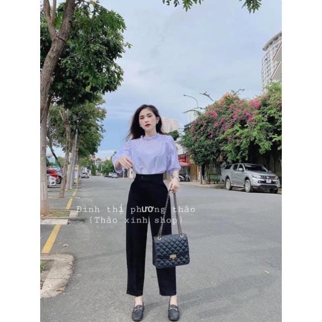 Quần Baggy Cúc Lệch Cạp Cao Siêu Tôn Dáng