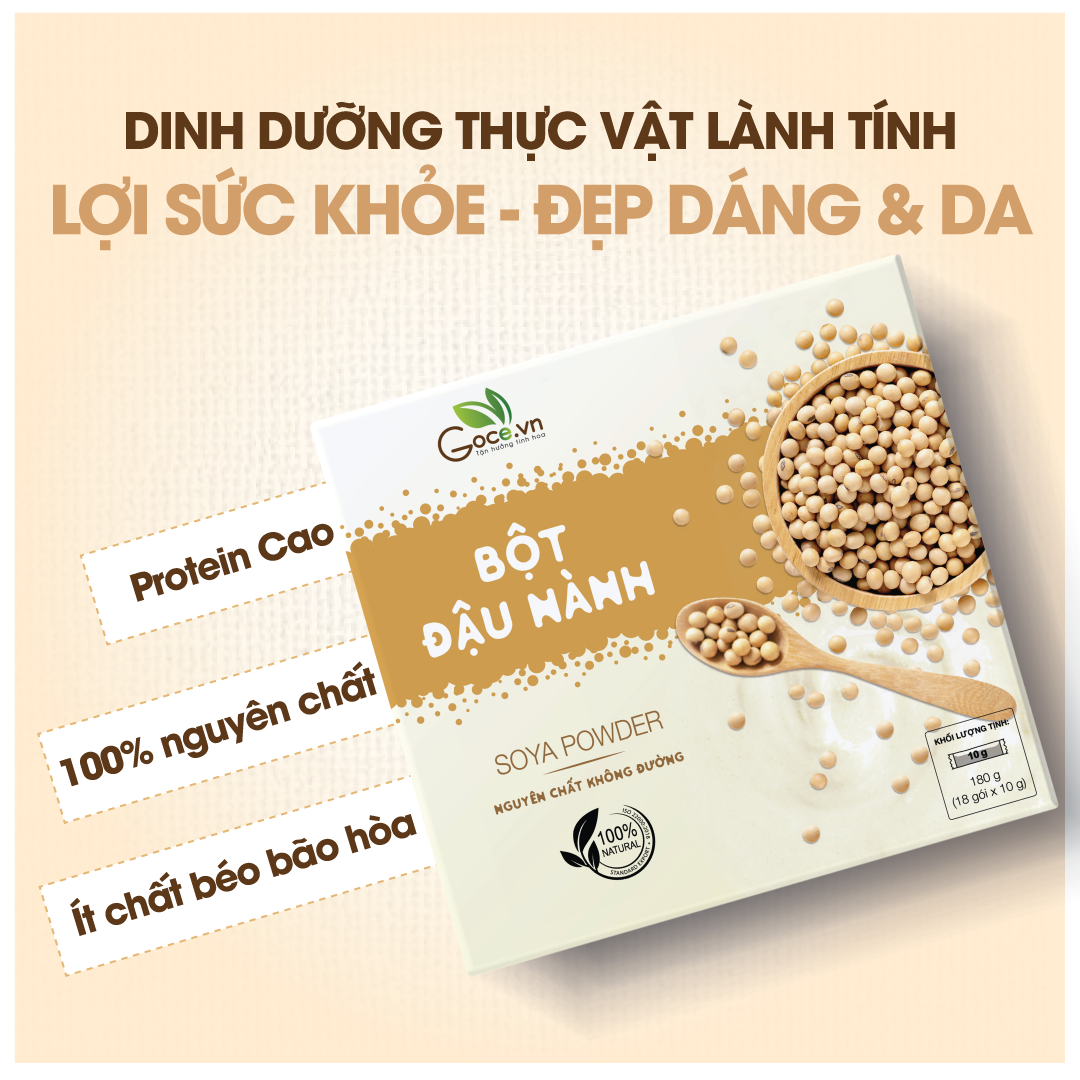 Bột đậu nành nguyên chất Goce - 180g (18 gói x 10g)