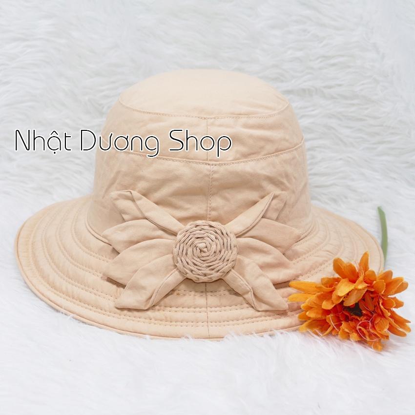 Nón Bo nữ vành rộng 7cm, hoa 8 cánh, nhị to - chất liệu vải cotton đẹp thích hợp cho chị em phụ nữ.