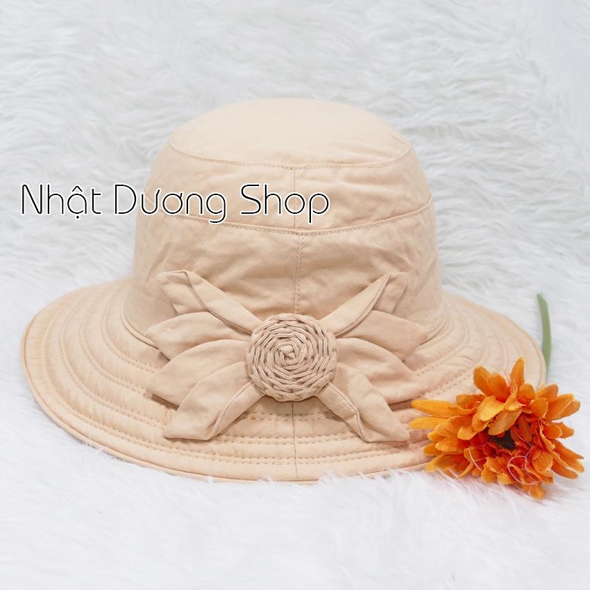 Nón Bo nữ vành rộng 7cm, hoa 8 cánh, nhị to - chất liệu vải cotton đẹp thích hợp cho chị em phụ nữ