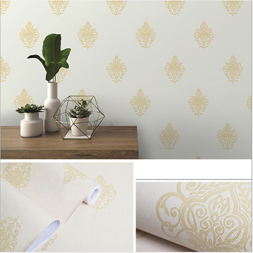 CUỘN 10m DECAL GIẤY DÁN TƯỜNG HOA VĂN MÀU VÀNG GDT_5162