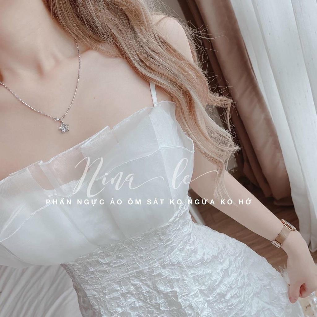 Đầm xòe hai dây bèo ngực bánh bèo siêu xinh