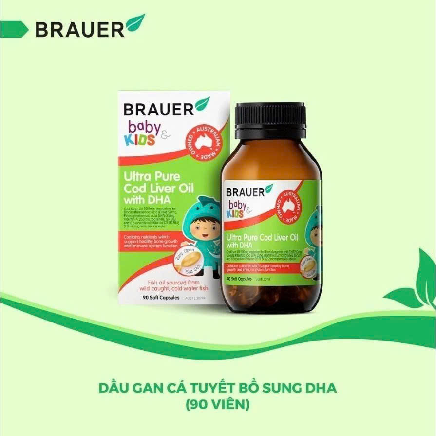 Viên uống Vitamin Brauer Bổ sung DHA tinh khiết cho trẻ từ 1 tuổi 90 viên