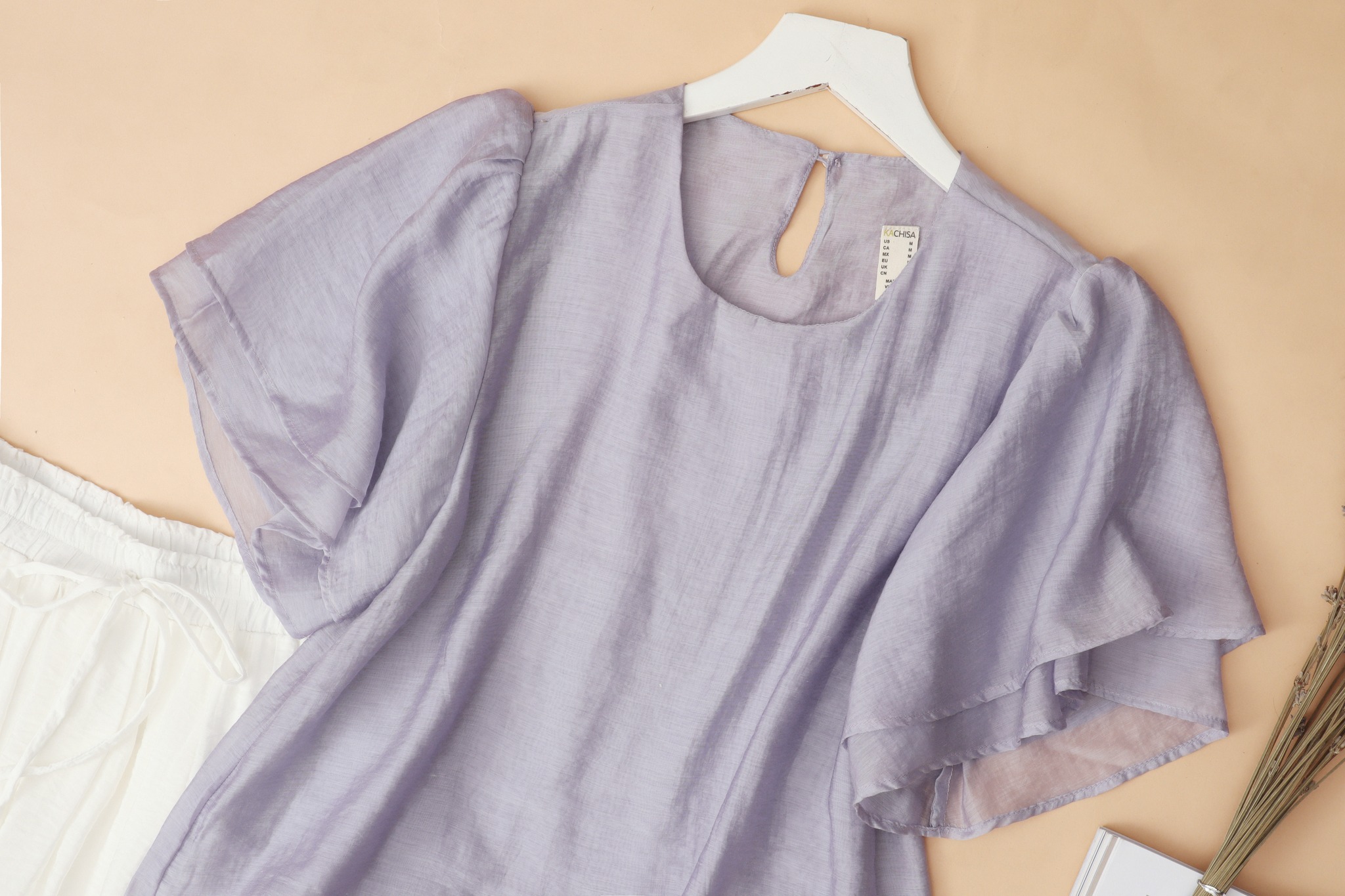 Áo tơ cotton KACHISA cánh tiên màu tím violet