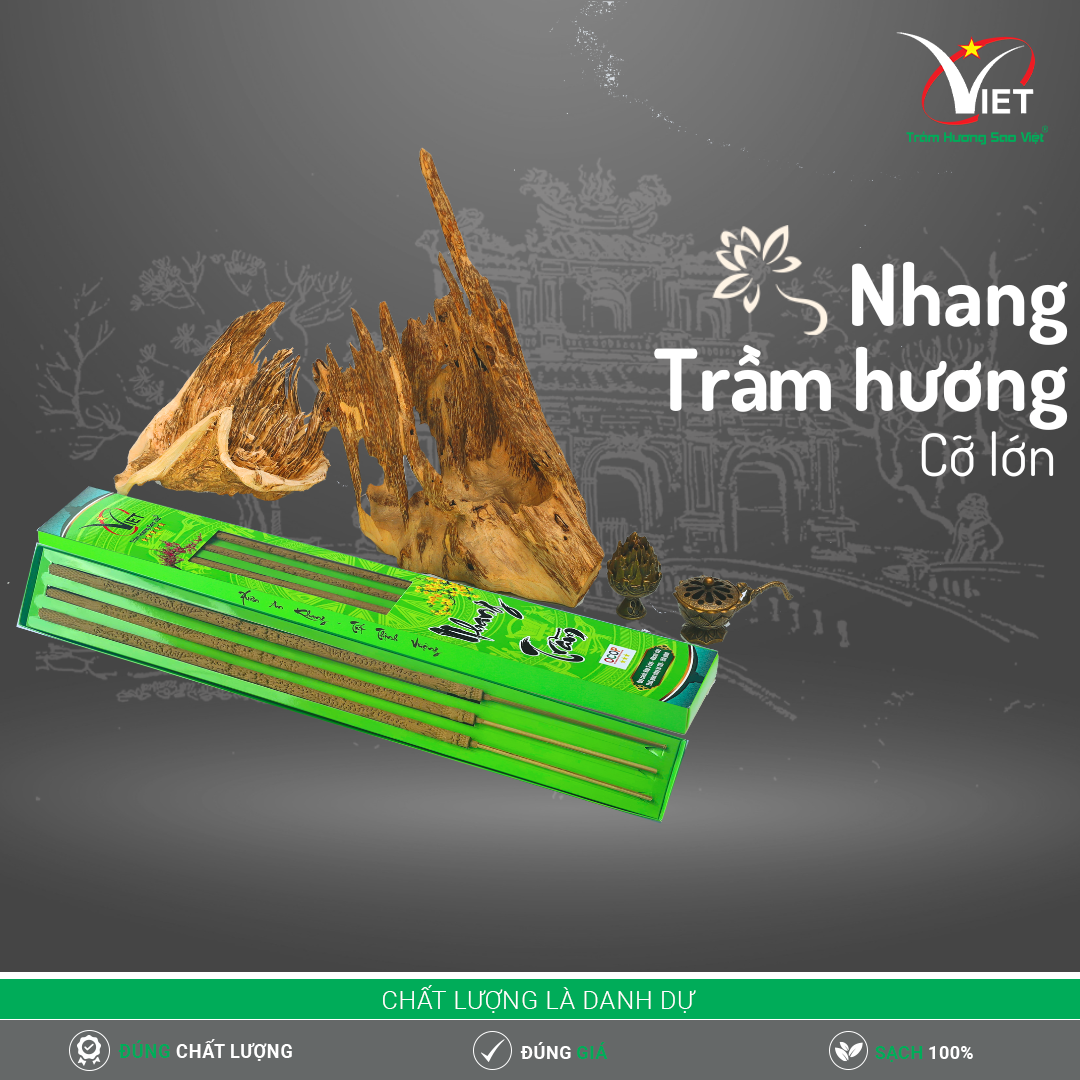 Nhang trầm hương Sao Việt - Loại 3 cây 4 tấc - cỡ lớn - Uy nghi hoành tráng - Dùng cho nghi lễ lớn