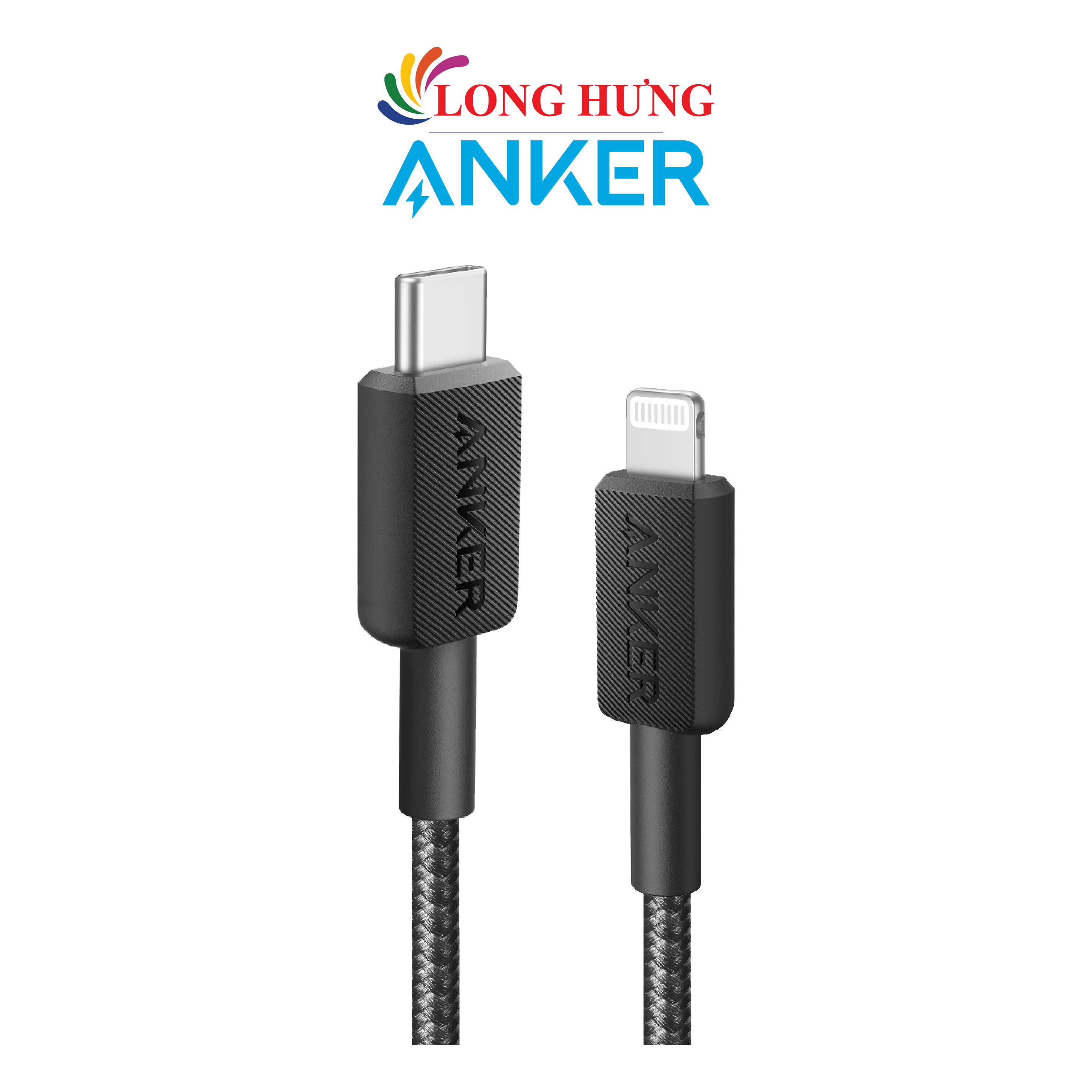 Cáp USB Type-C to iP Anker 322 MFI Nylon Cable III 0.9m A81B5/1.8m A81B6 - Hàng chính hãng