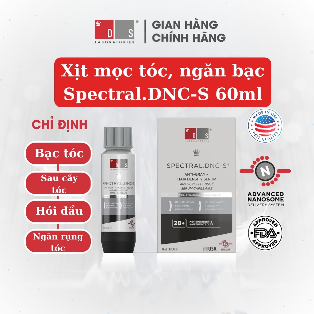 Serum giảm gãy, rụng, bạc tóc, kích thích mọc tóc SPECTRAL.DNC-S 60ml của Ds Laboratories ( Mỹ )