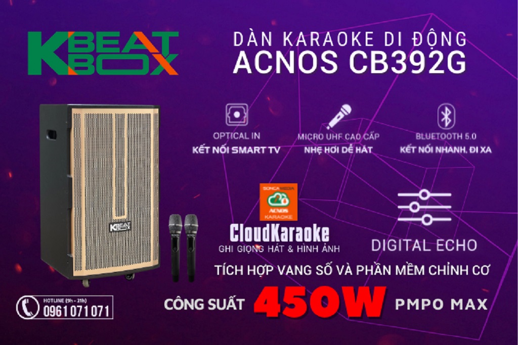 [HÀNG CHÍNH HÃNG] Dàn karaoke di động ACNOS CB392G
