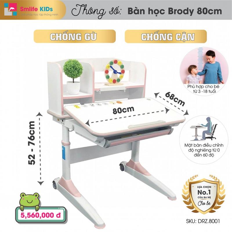 Bộ bàn ghế học sinh cấp 1 SMLIFE CAMBRIDGE - Xanh | Bàn: 80cm x 68cm x 52-76cm (mặt bàn nâng hạ) | Ghế: D46 x R46cm x C78-100cm.