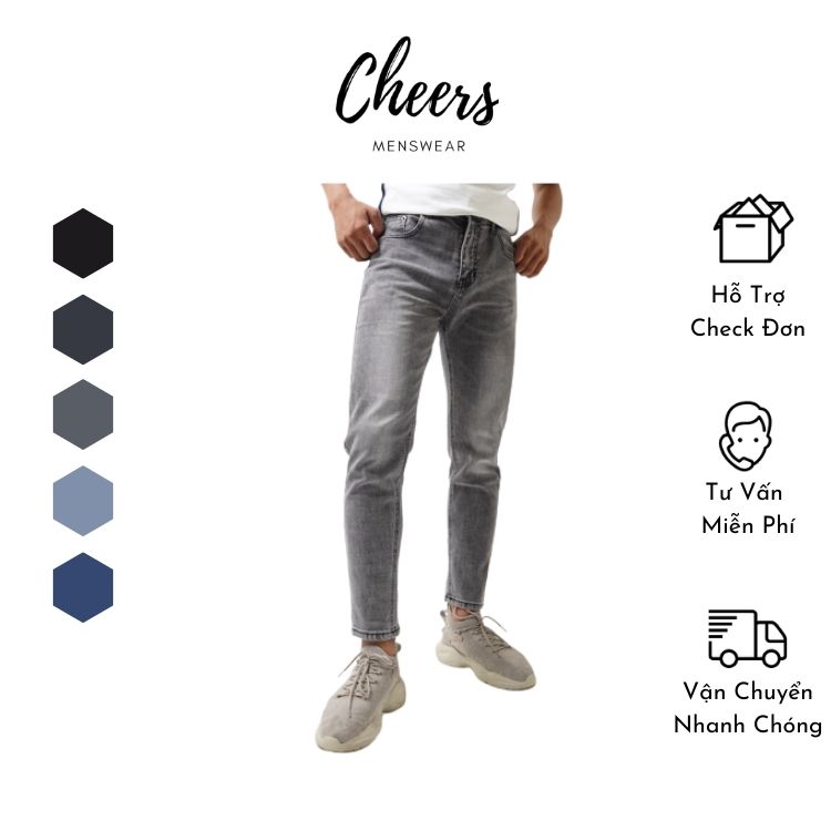 Quần Bò Nam Dài- Quần Jeans Nam Dài Cheers Chất Cotton Co Dãn, kiểu dáng Thời Trang, Trẻ trung, có Size Ngoại Cỡ, Bigsize