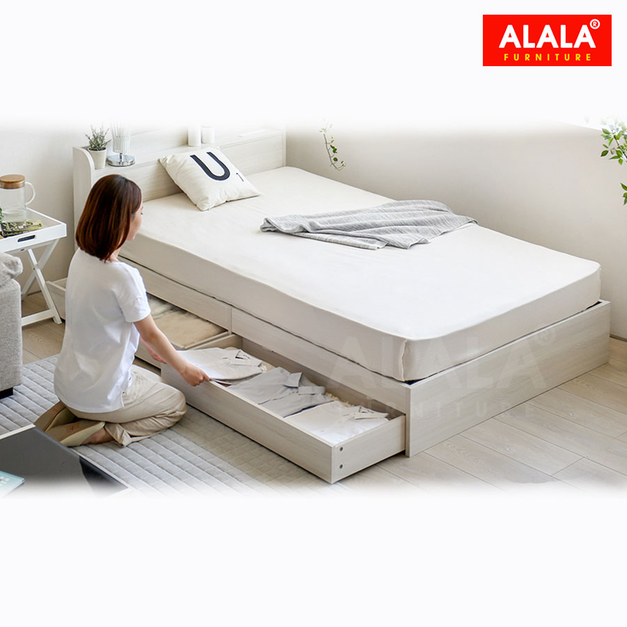 Giường ngủ ALALA02 + 2 hộc kéo / Miễn phí vận chuyển và lắp đặt/ Đổi trả 30 ngày/ Sản phẩm được bảo hành 5 năm từ thương hiệu ALALA/ Chịu lực 700kg