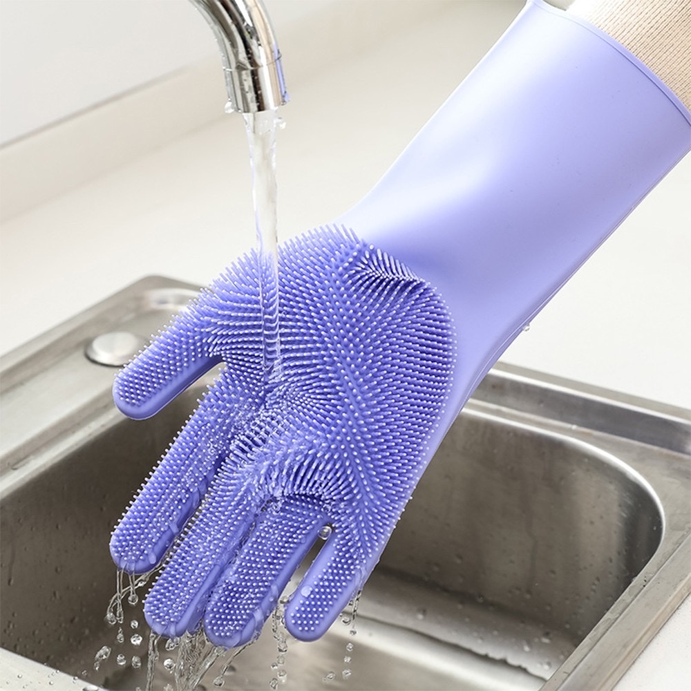 Găng tay  rửa chén silicon tạo bọt có gai - Bao tay rửa  chén  nhà bếp mềm mại , dẻo dai , chịu được nhiệt độ cao và không hại da tay rất tiện lợi cho chị em
