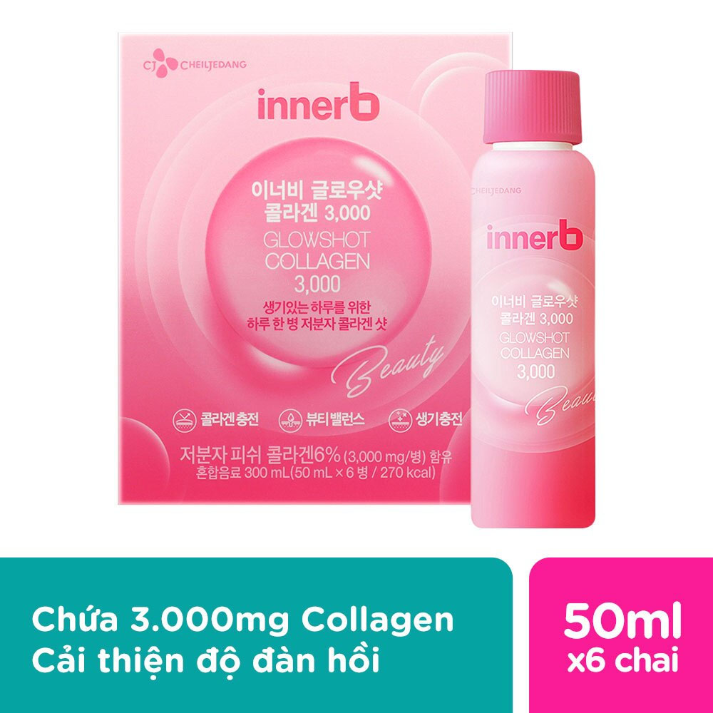 Nước Uống Innerb Glowshot Collagen Căng Mịn Sáng Da 300ml (50ml x 6 Chai)