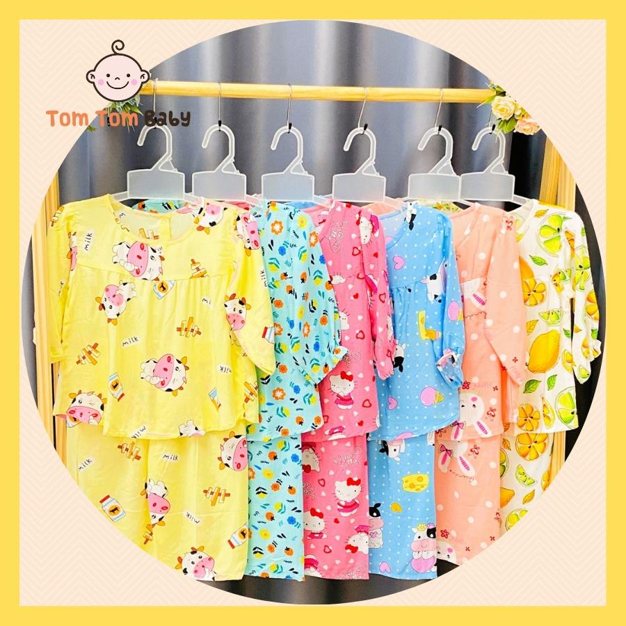 Bộ (1 bộ) đồ ngủ bé Gái vải Tôn Tay Dài loại 1 - Nhiều size 1-14 cho bé 5-38kg | đồ bộ bé gái | đồ tôn bé gái