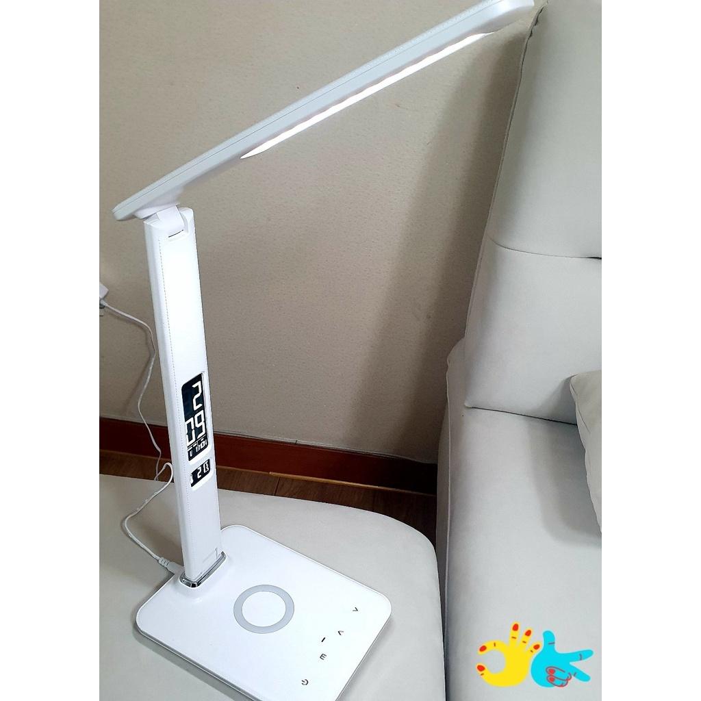 Đèn Bàn Học Sinh Kiêm Sạc Điện Thoại, Sạc Không Dây, Đo Nhiệt Độ, Đồng Hồ Báo Thức Mooaz MLW1, Nội Địa Hàn, BH 12 Tháng