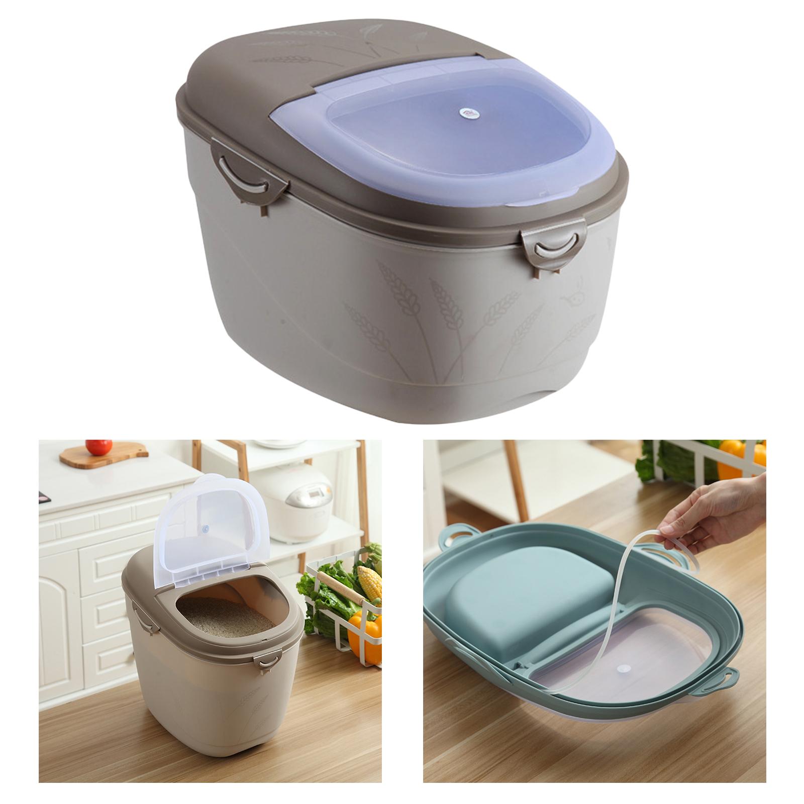 2x10KG Rice Storage Container Kitchen Dried Fruits Airtight Tank Gray Moisture Proof