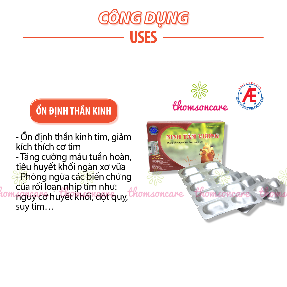 Ninh Tâm Vương - Hỗ trợ ổn định nhịp tim từ thảo dược, tốt cho tim mạch - Hộp 30 viên