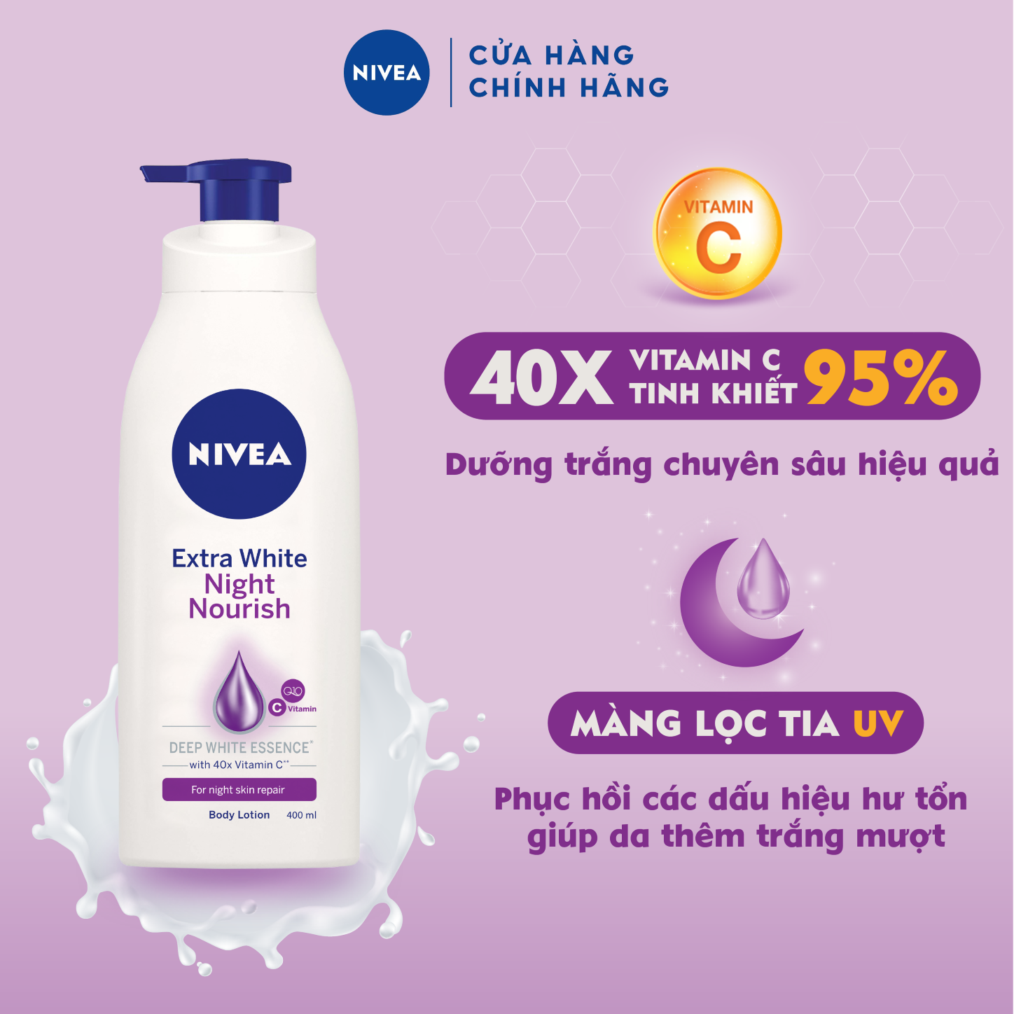 Bộ Đôi Sữa Dưỡng Thể NIVEA Phục Hồi &amp; Dưỡng Sáng Da Ngày &amp; Đêm (350 ml) - 88311+98412