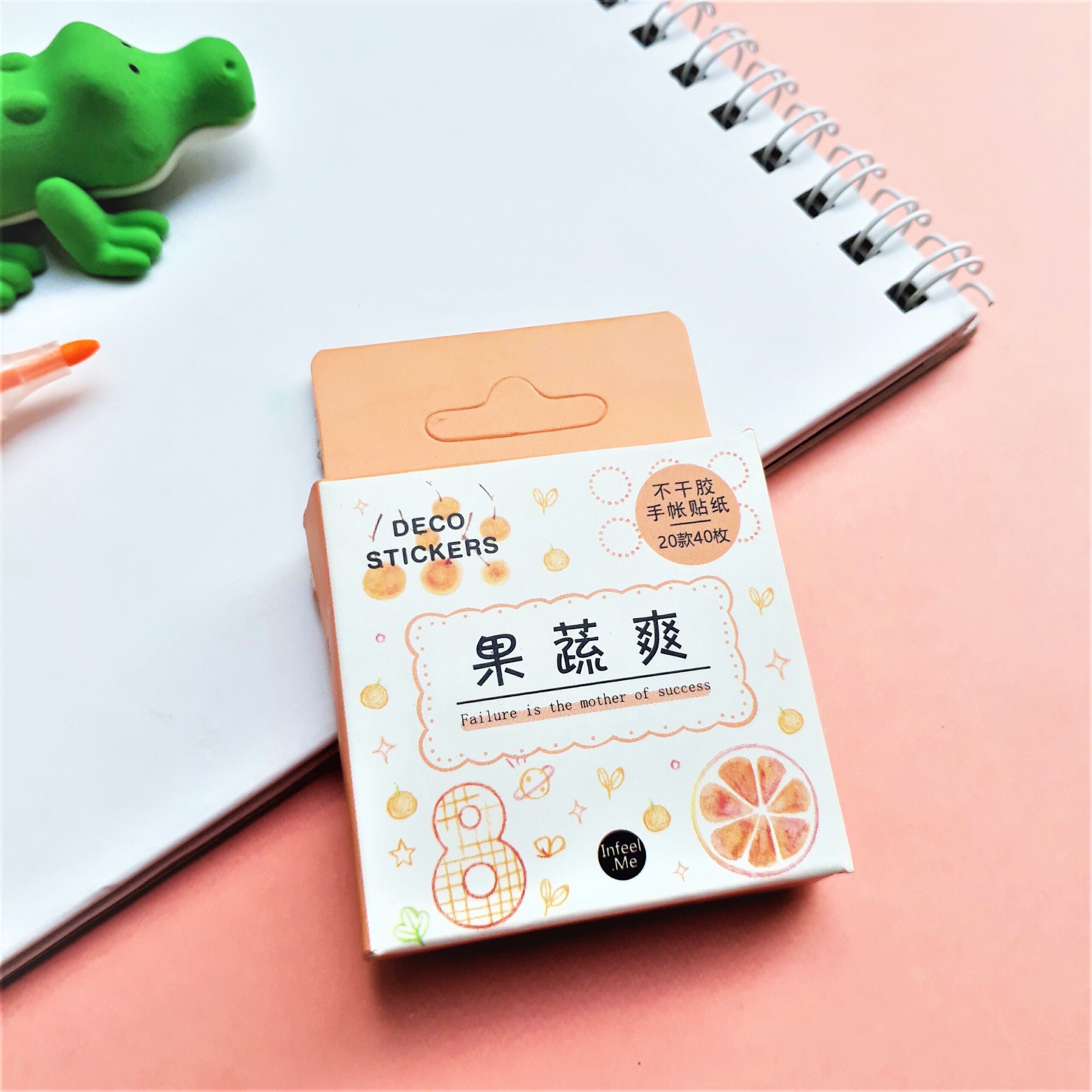 Hộp 40 Miếng Dán Sticker Trang Trí Chủ Đề Màu Cam