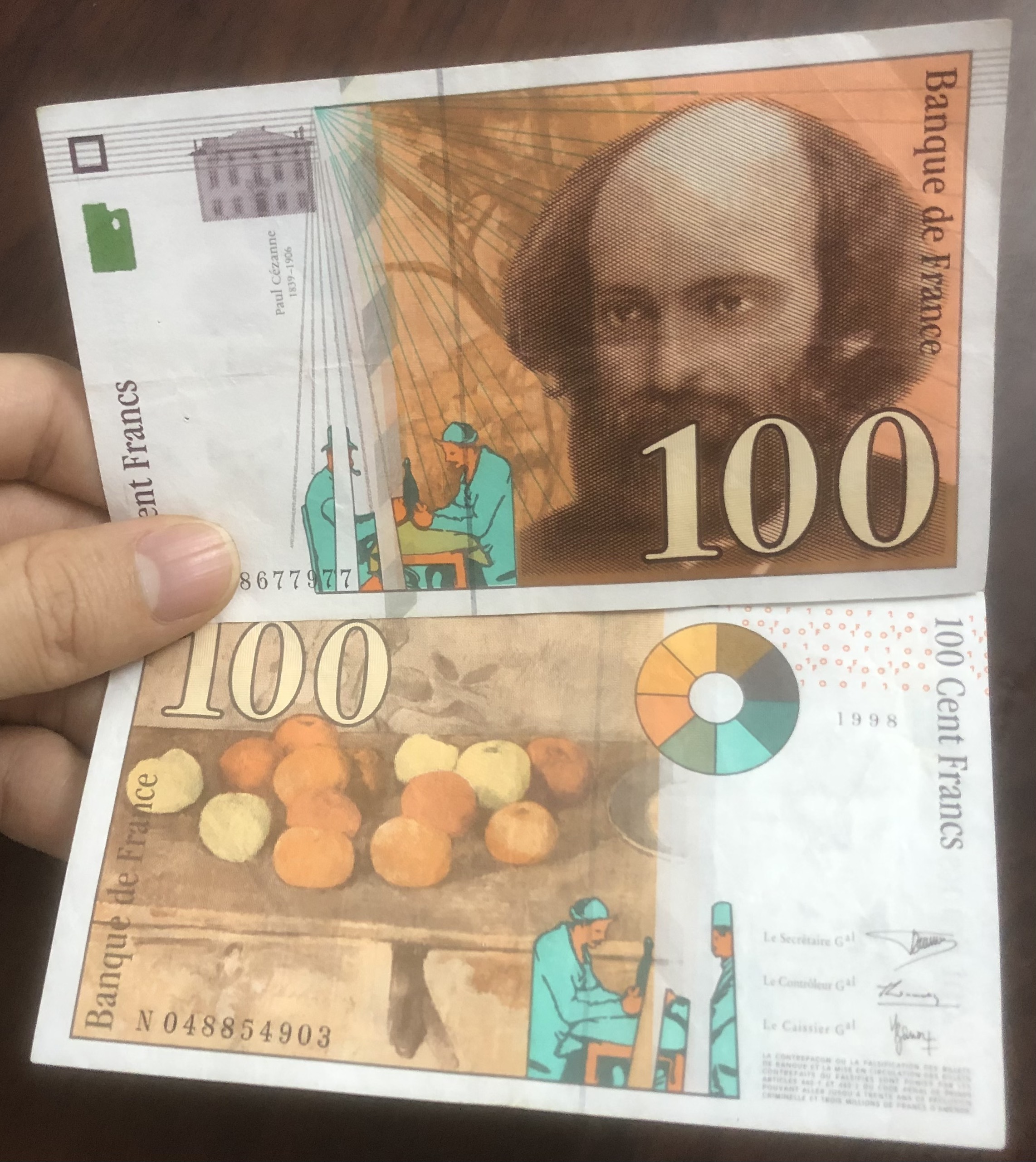 Tiền Pháp 100 francs 199x thòi kỳ trước Euro, tặng kèm phơi nilong bảo quản