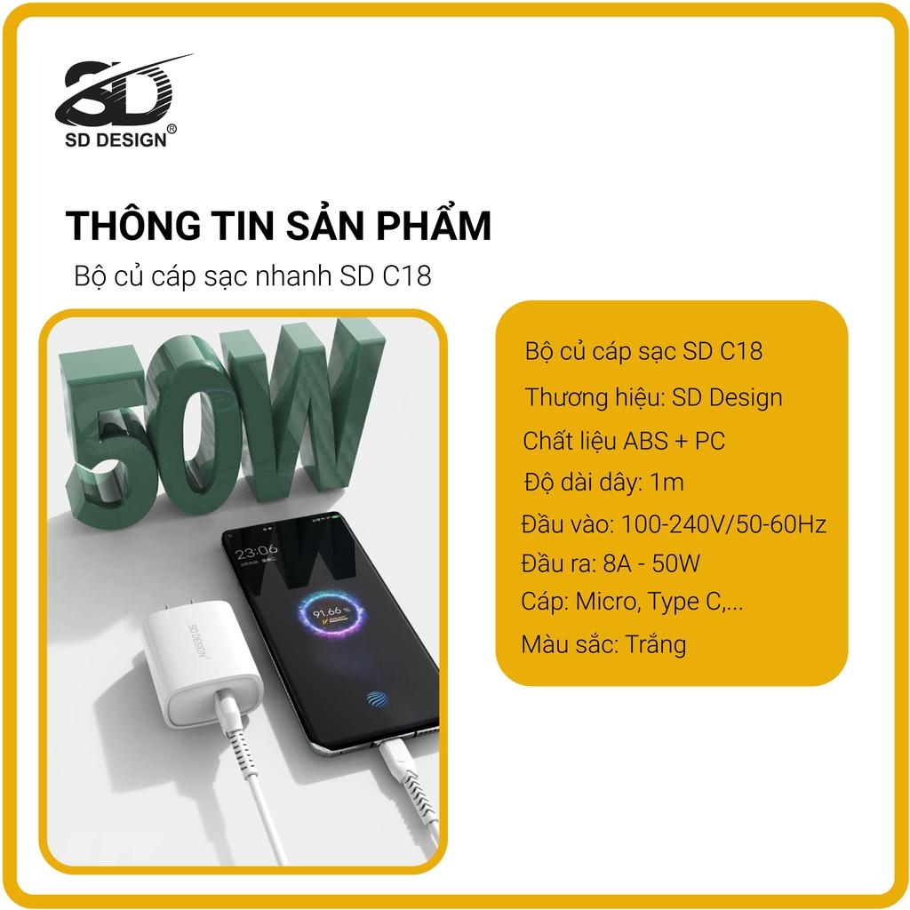 Bộ Củ Cáp SD DESIGN C18 Sạc Nhanh An Toàn Cho Mọi Loại Điện Thoại Trên Thị Trường