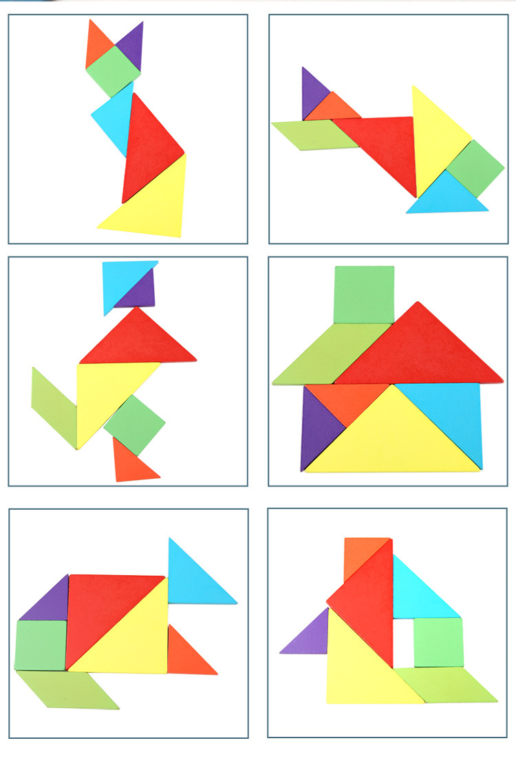 Bộ sách đồ chơi giáo dục trẻ em lắp ráp hình theo mẫu giải câu đố bằng gỗ sách sáng tạo từ tính tangram - Dành cho trẻ từ 3 tuổi